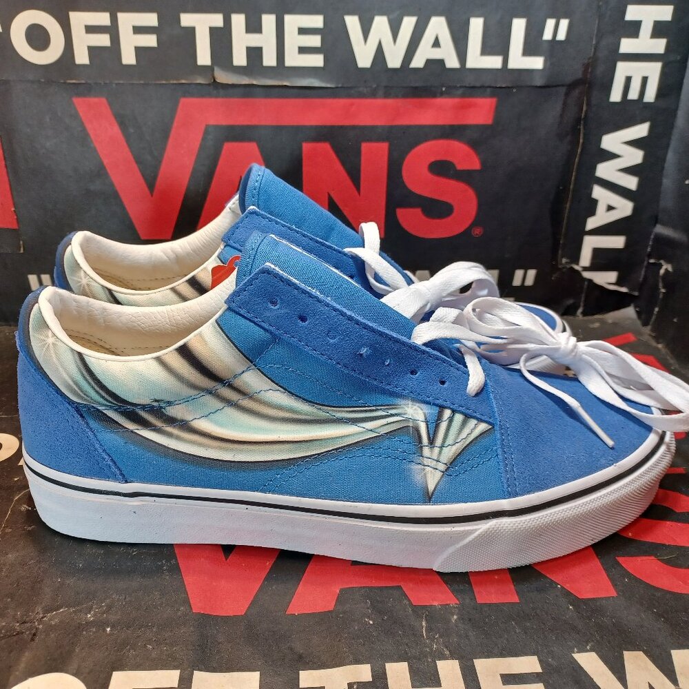 Vans Men's 9/Women's 10.5 Old Skool Chrome Warp Nebulas Blue Suede VN0A4U3B21P